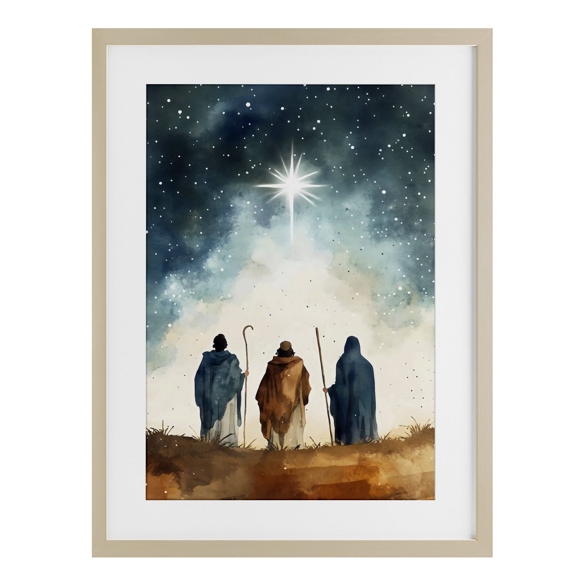 Guided Wisdom Shepherds Birch Framed Print Under Glass, design by Petal Prints Design
