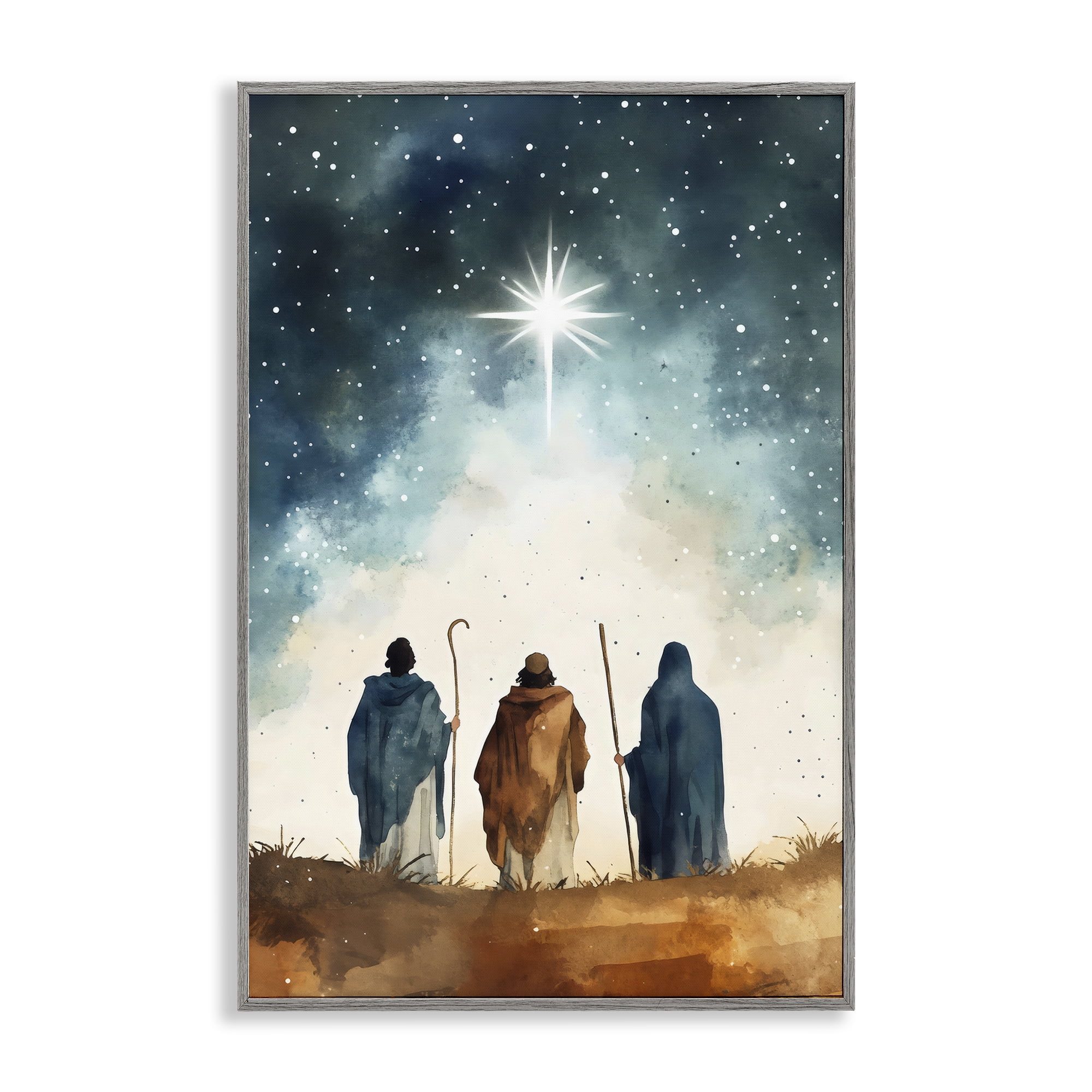 Guided Wisdom Shepherds Gray Framed Giclee Art, design by Petal Prints Design