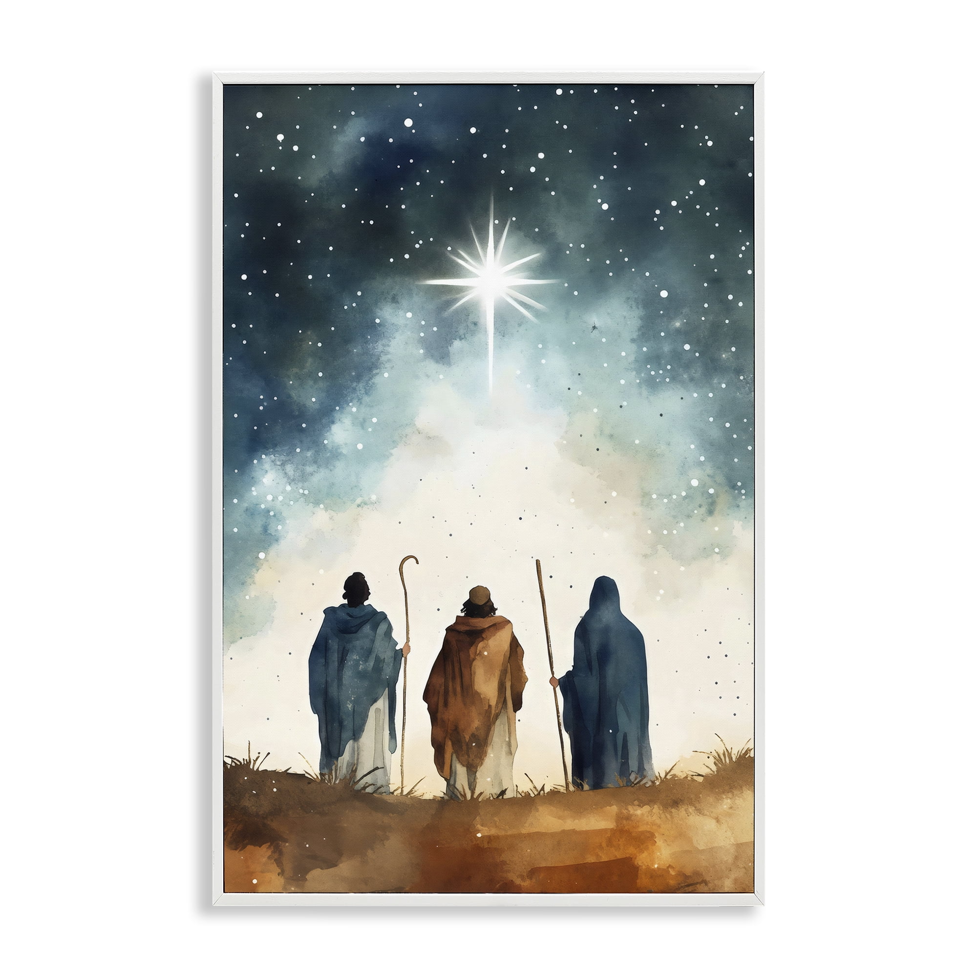Guided Wisdom Shepherds White Framed Giclee Art, design by Petal Prints Design