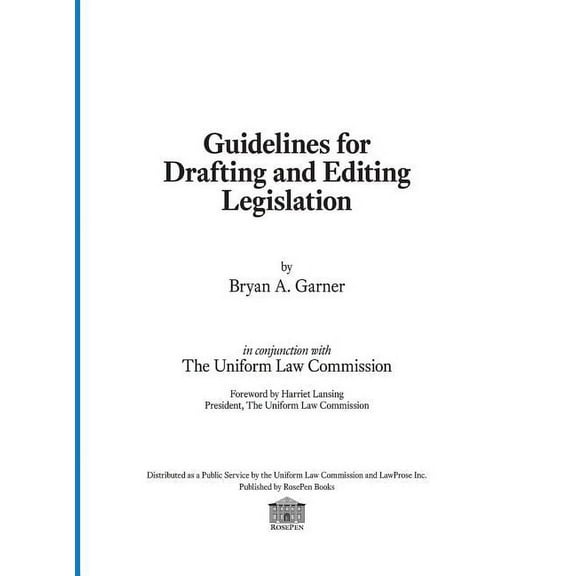 Guidelines for Drafting and Editing Legislation, (Hardcover)