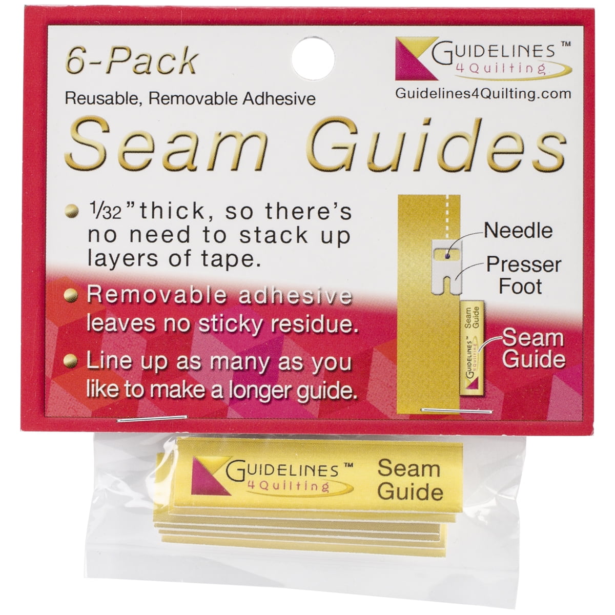 Guidelines4quilting Seam Guides 6/Pkg1/2"X2"X1/32"