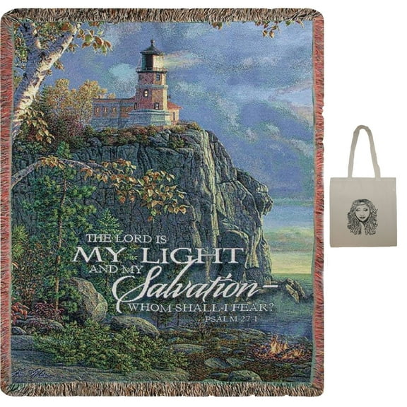 Guiding Light 50" x 60" Inspirational Tapestry Throw Blanket & Angel Tote, Friendship, Religious, Sympathy, Memorial, Bereavement