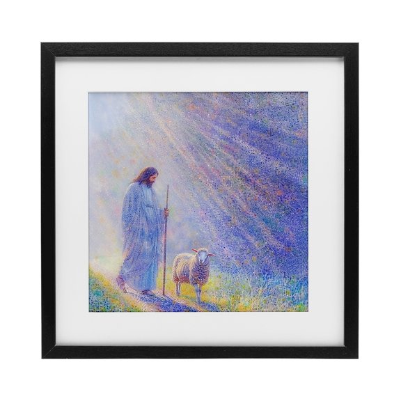 Guiding Light Shepherd Black Framed Print Under Glass, design by Ivan Guaderrama