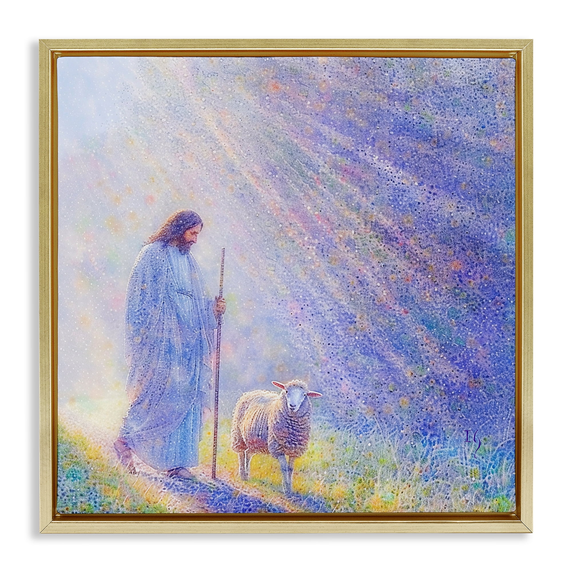 Guiding Light Shepherd Gold Framed Floater Canvas Wall Art, design by Ivan Guaderrama