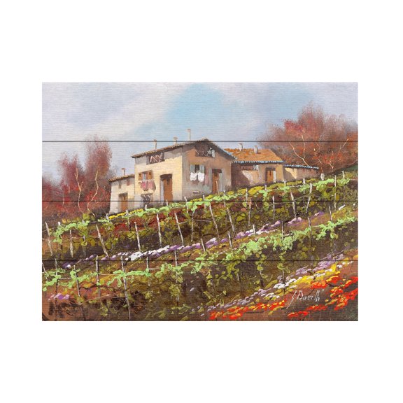 Guido Borelli 'Casa Nelle Vigne' Wood Slat Art 12x16