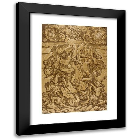 Guido Reni 11x14 Black Modern Framed Museum Art Print Titled - The Fall of the Giants (1641)