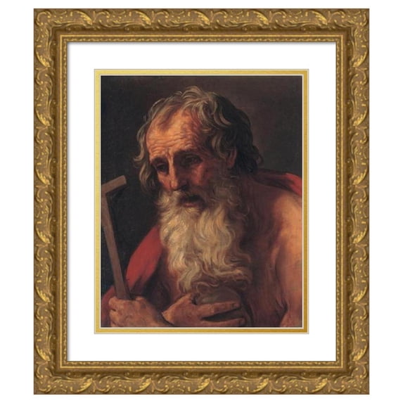 Guido Reni 20x24 Gold Ornate Framed and Double Matted Museum Art Print Titled - Saint Jerome (1590 - 1620)