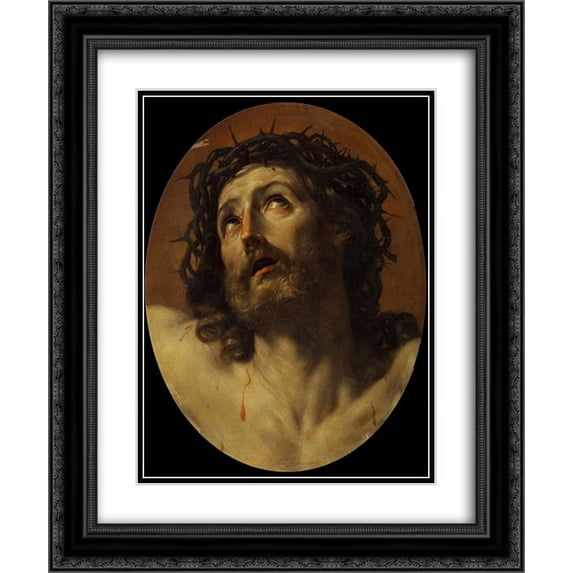 Guido Reni 2x Matted 20x24 Black Ornate Framed Art Print 'Head of Christ Crowned with Thorns'
