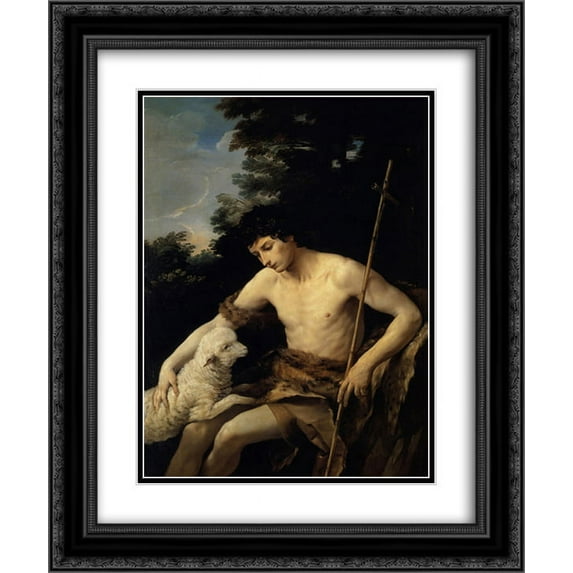 Guido Reni 2x Matted 20x24 Black Ornate Framed Art Print 'St. John the Baptist in the Wilderness'