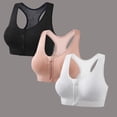 thumbnail image 1 of Guieoi 3 Piece Bra for Women Plus Size Solid Color Wireless Front Zip Cross Back Pushing Up Sports Underwear Gray L, 1 of 9