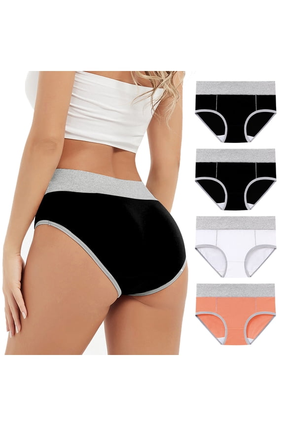 4-Pack Plus Size Womens Underwear Stretchy Soft Panties Cotton Breathable Underwear for Women Briefs Womems Underwear Cyan M