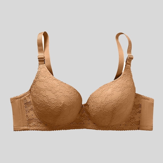 Guieoi Bra for Women Plus Size Underwire Lace Pushing Up Comfortable Breathable Bralettes Smooth Comfort Underwear Yellow 42