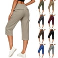 thumbnail image 1 of Guieoi Capri Pants for Women Plus Size with Pockets Work with Belt Loops (7/8 Length) Cropped Trousers Red XL, 1 of 8