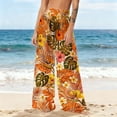 thumbnail image 1 of Guieoi Cover ups for Women Plus Size Women's Chiffon Lightweight Sun Protection Beach Pants Cover Pants Wide Leg Bohemian Style Printed Pants Orange M, 1 of 7