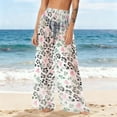 thumbnail image 1 of Guieoi Cover ups for Women Plus Size Women's Chiffon Lightweight Sun Protection Beach Pants Cover Pants Wide Leg Bohemian Style Printed Pants White XL, 1 of 7