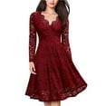 thumbnail image 1 of Guieoi Dress for Women under $10.00 Plus Size Fashion Sexy Women Patchwork Skull Lace Splicing Long Sleeve Vintage Red Black*Friday/Cyber*Monday, 1 of 5