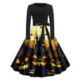 thumbnail image 1 of Guieoi Dress for Women under $10.00 Plus Size Ladies' Long Sleeve Round Neck Christmas Printed Loose Skirt Dress Multicolor Black*Friday/Cyber*Monday, 1 of 3