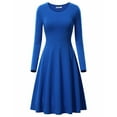 thumbnail image 1 of Guieoi Dress for Women Clearance under $10.00 Plus Size Women Elegant Temperament Solid Color Round Neck Long Sleeve Dress Blue Black*Friday/Cyber*Monday Clearance, 1 of 3