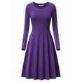 thumbnail image 1 of Guieoi Dress for Women under $10.00 Plus Size Women Elegant Temperament Solid Color Round Neck Long Sleeve Dress Purple Black*Friday/Cyber*Monday, 1 of 3