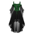 thumbnail image 1 of Guieoi Dress for Women Clearance under $10.00 Plus Size Women Plus Size Cold Shoulder Sleeve Lace Up Party Dress Green Black*Friday/Cyber*Monday Clearance, 1 of 3