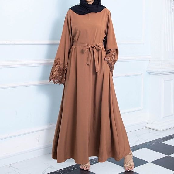 Guieoi Dress for Women under $10.00 Plus Size Women's Fall Dress Round Neck Sequin Dress Short Sleeves Large Dress Brown