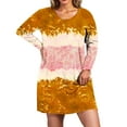 thumbnail image 1 of Guieoi Dress for Women Clearance under $10.00 Plus Size Women's Fall and Winter Oversized Loose Round Neck Short Sleeved Tie Printed Dress Orange Black*Friday/Cyber*Monday Clearance, 1 of 7
