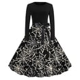 thumbnail image 1 of Guieoi Dress for Women under $10.00 Plus Size Women's Printed Lace Up Style Zipper Long Sleeve Round Neck Dress Orange Black*Friday/Cyber*Monday, 1 of 4