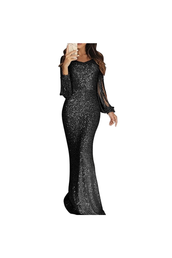 Dress for Women under $10.00 Plus Size Women's Sexy Dress formal Gowns Evening Dresses Long Sleeve Party Club Dress Black Black*Friday/Cyber*Monday