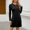 thumbnail image 1 of Guieoi Dress for Women under $10.00 Plus Size Women's Solid Long Sleeve Pullover Round Neck Dress Black Black*Friday/Cyber*Monday, 1 of 5