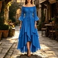 thumbnail image 1 of Guieoi Dresses for Women 2026 Fall Gothic Ballgown with Puff Sleeves and Waist Cinching Plus Size Blue XXXL, 1 of 7