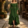 thumbnail image 1 of Guieoi Dresses for Women 2026 Fall Gothic Ballgown with Puff Sleeves and Waist Cinching Plus Size Green M, 1 of 5