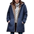thumbnail image 1 of Guieoi Fall Coats Plus Size Winter Jackets Women Clearance $ 10 Loose and Warm Long sleeve Hooded Thickened and Fleece Lambskin Jacket Tops Blue Black*Friday/Cyber*Monday Clearance, 1 of 6