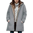 thumbnail image 1 of Guieoi Fall Coats Plus Size Winter Jackets Women Clearance $ 10 Loose and Warm Long sleeve Hooded Thickened and Fleece Lambskin Jacket Tops Gray Black*Friday/Cyber*Monday Clearance, 1 of 5