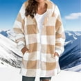 thumbnail image 1 of Guieoi Fall Coats Plus Size Women Winter Plaid Jackets Loose Long Length Warm Hooded Side Pocket Zipper Jacket Coats Beige Black*Friday/Cyber*Monday Clearance, 1 of 6