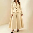 thumbnail image 1 of Guieoi Fall Outfits for Women Blazer and Wide-Leg Pants Set Two Piece Matching Set Beige S, 1 of 6