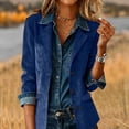 thumbnail image 1 of Guieoi Faux Suede Jacket for Women Long Sleeve Loose-Fit Fall/Winter Western-Style Biker Fall Tops Dark Blue XL, 1 of 6