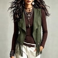 thumbnail image 1 of Guieoi Fringe Vest for Women Faux Suede Sleeveless Tassel Top Outerwear Casual Layering Dressy Tank Army Green M, 1 of 6