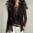thumbnail image 1 of Guieoi Fringe Vest for Women Faux Suede Sleeveless Tassel Top Outerwear Casual Layering Dressy Tank Black L, 1 of 7