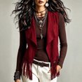 thumbnail image 1 of Guieoi Fringe Vest for Women Faux Suede Sleeveless Tassel Top Outerwear Casual Layering Dressy Tank Red M, 1 of 7