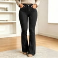 thumbnail image 1 of Guieoi High Rise Jeans for Women Button-and-Zip Pocket Slightly Flared Stretchy Denim Pants Trousers Clothing Gray XL, 1 of 7
