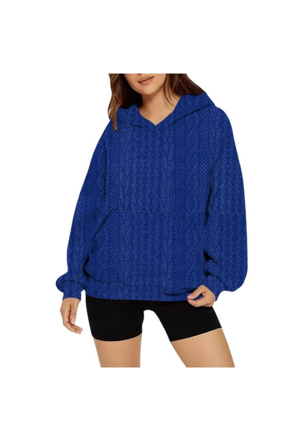 Hoodies for Women $1.00 Women's Oversized Sweatshirts Long Sleeve CrewNeck Side Zipper Pullover 2025 Fall Trendy Clothes Blue Black*Friday/Cyber*Monday