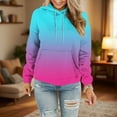 thumbnail image 1 of Guieoi Hoodies for Women Plus Size on Women Fashionable Casual Gradient Color Pocket Long Sleeved Casual Hooded Sweatshirt Top Blue Black*Friday/Cyber*Monday, 1 of 5