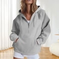 thumbnail image 1 of Guieoi Hoodies for Women Plus Size on Women's Loose Color Half-zipper Hooded Raglan Long-sleeved Hoodies Jacket Gray, 1 of 4