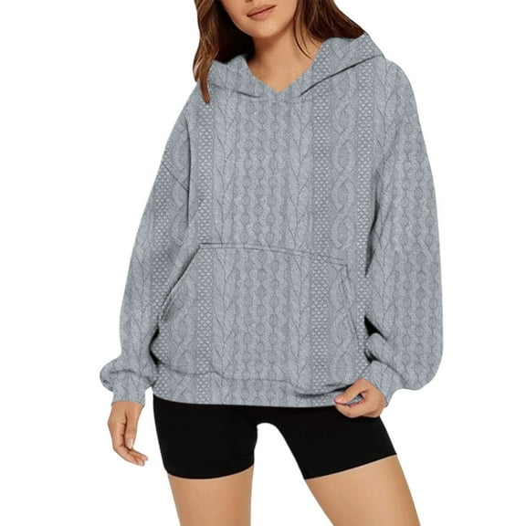Guieoi Hoodies for Women Plus Size on Women's Oversized Sweatshirts Long Sleeve CrewNeck Side Zipper Pullover 2025 Fall Trendy Clothes Gray Black*Friday/Cyber*Monday