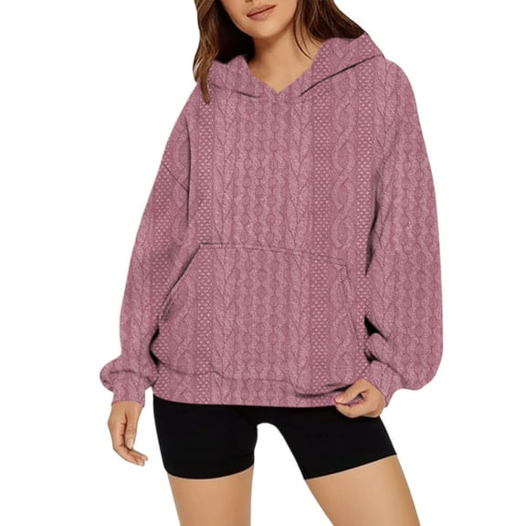 Guieoi Hoodies for Women Plus Size on Women's Oversized Sweatshirts Long Sleeve CrewNeck Side Zipper Pullover 2025 Fall Trendy Clothes Pink Black*Friday/Cyber*Monday