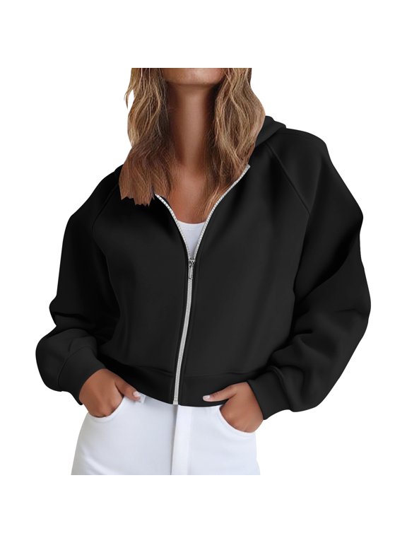 Hoodies for Women Plus Size on Women's Zippered Hooded Sweatshirt Clothing Casual Drawstring Sweater with Pocket Tops