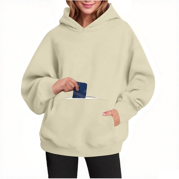 Guieoi Hoodies for Women Plus Size Womens Oversized Hoodies Fleece Sweatshirts Long Sleeve Sweaters Pullover Fall Outfits with 2 Pocket Brown