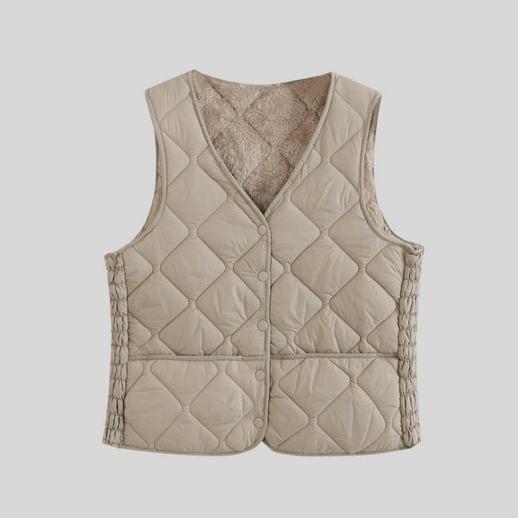 Guieoi Jackets for Women under $10.00 Fashion Women's Winter Sleeveless V-Neck Tank Top Comfy Regular Solid Gray Black*Friday/Cyber*Monday