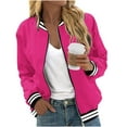 thumbnail image 1 of Guieoi Jackets for Women Clearance under $10.00 Women's Casual Fashion Printed Pocket Zippered Coat Loose Long Sleeves Top Pink Black*Friday/Cyber*Monday Clearance, 1 of 5