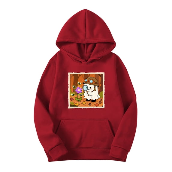 Guieoi Jackets for Women Clearance under $10.00 Women's Fashion Sportswear Hooded 2025 And Winter Clothing Long Sleeved Hooded Sweatshirt Sweatshirt Red Black*Friday/Cyber*Monday Clearance